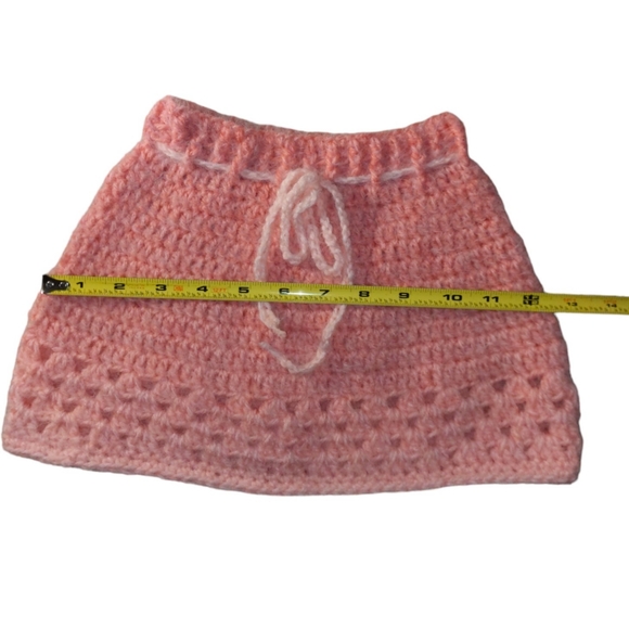 Peach Fuzzy Crochet Skirt Handmade - Picture 3 of 5